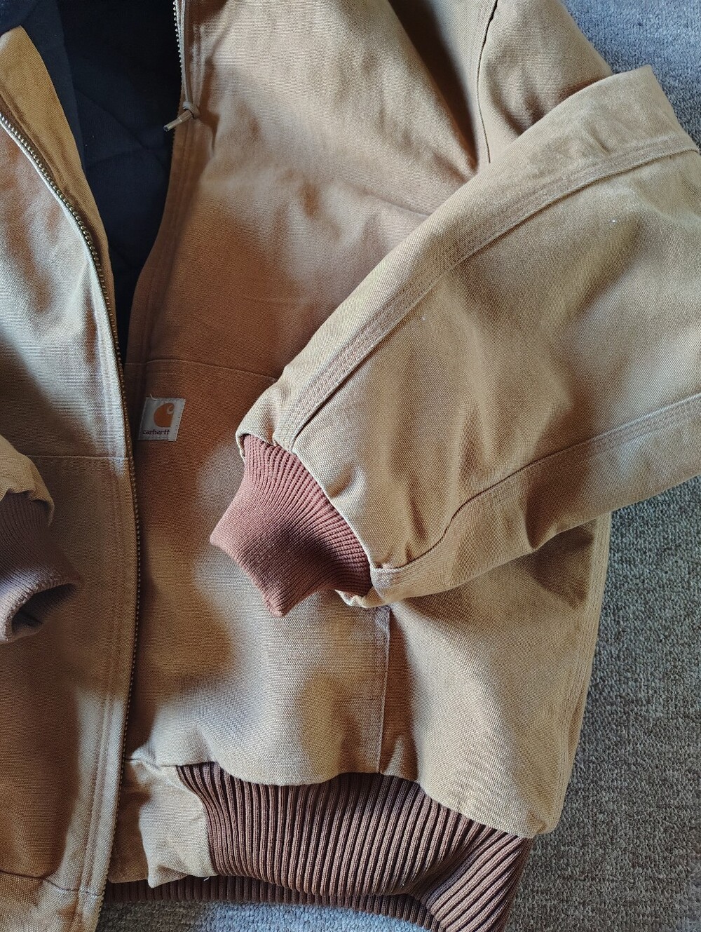 Carhartt Men's Brown Hooded Zip Front Quilt-Lined Insulated Jacket XL - Picture 7 of 16
